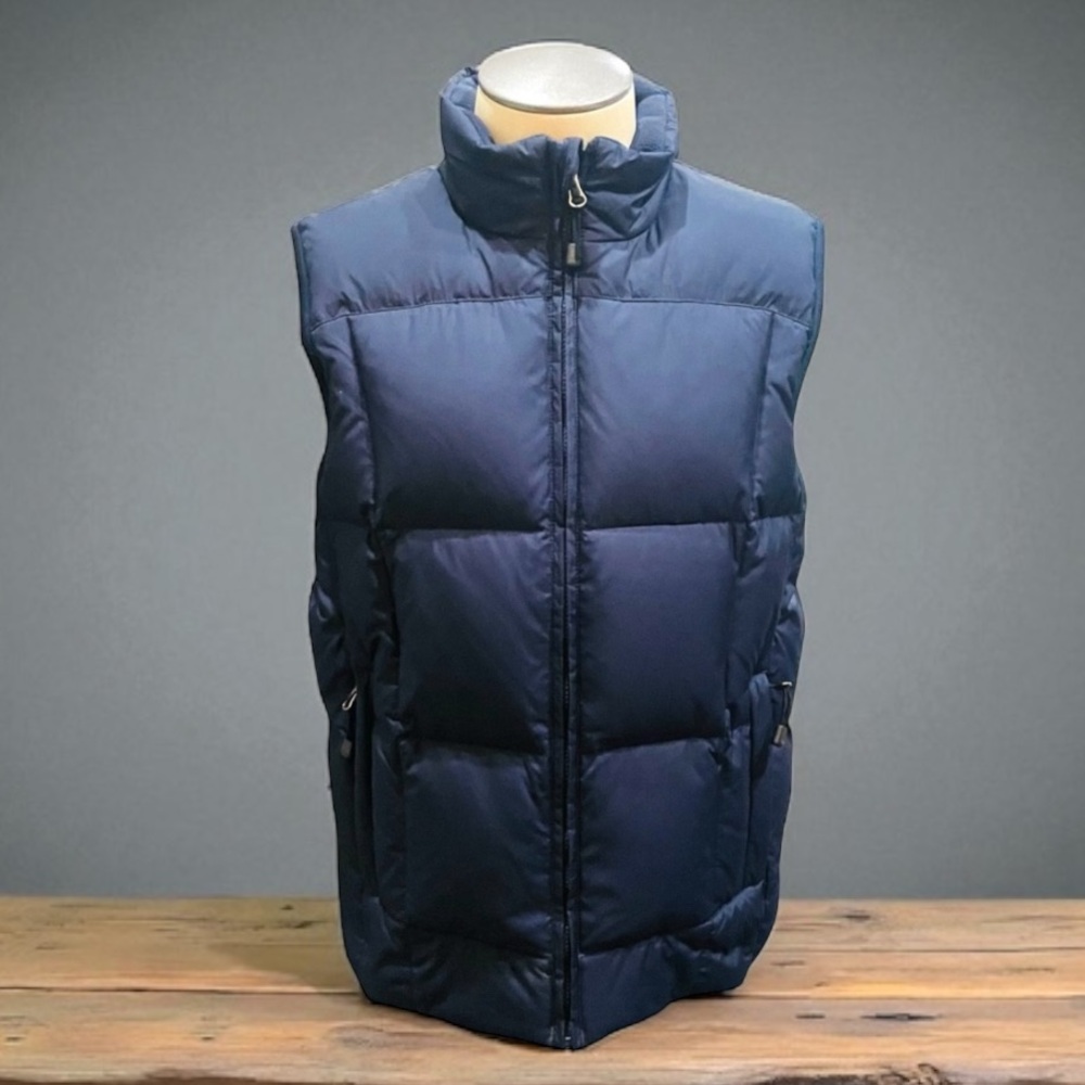 EDDIE BAUER MENS NAVY BLUE GOOSE DOWN VEST SIZE SMALL